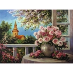 Диамантен гоблен 21x25 см кръгли диаманти частично облепяне -Розова феерия YSA4427