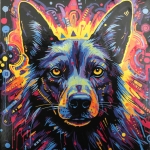 Комплект рисуване по номера на черна основа 30x30 см -Вълк HWC0015