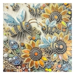 Диамантен гоблен 20x20 см кръгли диаманти частично облепяне с рамка -Слънчеви пчели LT-028
