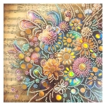 Диамантен гоблен 30x30 см кръгли диаманти частично облепяне с рамка -Разцъфнала мелодия LT-3536