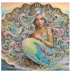 Диамантен гоблен 30x30 см кръгли диаманти частично облепяне с рамка -Перлена русалка LT-3535