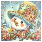 Диамантен гоблен 30x30 см кръгли диаманти частично облепяне с рамка -Цветн снежко LT-3540