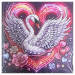 Диамантен гоблен 25x25 см кръгли диаманти частично облепяне с рамка -Дивият лебед YY88