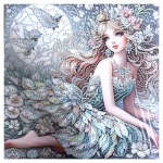 Диамантен гоблен 25x25 см кръгли диаманти частично облепяне с рамка -Нежна магия YY106