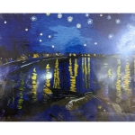 Диамантен гоблен 40x50 см кръгли диаманти пълно облепяне с рамка - Звездна нощ над Рона BYX4522