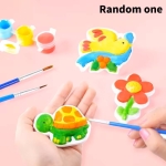 Гипсова плочка за оцветяване с 3 цвята бои и четка микс фигури