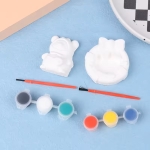 Гипсова плочка за оцветяване с 3 цвята бои и четка микс фигури