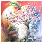 Диамантен гоблен 25x25 см кръгли диаманти частично облепяне с рамка -Живото дърво YY82