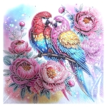 Диамантен гоблен 25x25 см кръгли диаманти частично облепяне с рамка -Тропическа любов YY74