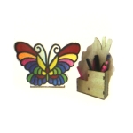 Комплект дървен моливник със самосъхнещ моделин -пеперуда