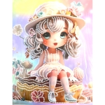 Диамантен гоблен 23x30 см кръгли диаманти частично облепяне с рамка -Захарното момиче DG-30127