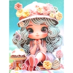 Диамантен гоблен 23x30 см кръгли диаманти частично облепяне с рамка -Захарното момиче DG-30130