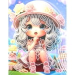 Диамантен гоблен 23x30 см кръгли диаманти частично облепяне с рамка -Захарното момиче DG-30132