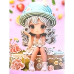 Диамантен гоблен 23x30 см кръгли диаманти частично облепяне с рамка -Захарното момиче DG-30134