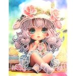 Диамантен гоблен 23x30 см кръгли диаманти частично облепяне с рамка -Захарното момиче DG-30135