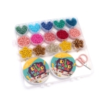 Творчески комплект мъниста в кутия за изработка на бижута със силиконов ластик и ножица цвят микс