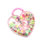 Творчески комплект мъниста в кутия-чантичка за изработка на бижута със силиконов ластик и ножица различни форми и цветове