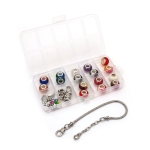 Творчески комплект мъниста в кутия за изработка на бижута с метална гривна различни форми и цветове