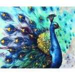 Диамантен гоблен 5D 30x40 см кръгли диаманти пълно облепяне - Блясъкът на пауна GLD62430