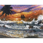 Диамантен гоблен 5D 30x40 см кръгли диаманти пълно облепяне -Тропически залез GLD63414