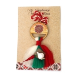 Мартеница от вълна с дървена плочка и чесън