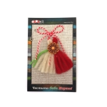 Етно Мартеница с Вълнени Пискюли и Мънисто Антик Цвете 10 бр