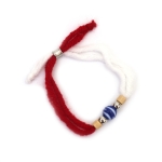 Традиционна мартеница гривна – Плетена нишка с синьо-бяло мънисто -10 броя