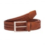 Елегантен мъжки колан в цвят коняк - Italian belts -115 см