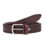 Мъжки колан с интересен дизайн в кафяв цвят  - Italian belts - 105см