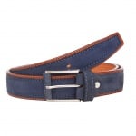 Мъжки класически колан - синьо и оранжево - Italian belts -105 см