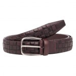 Мъжки кафяв колан с релеф - Italian belts - 125 см