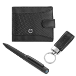 Мъжки комплект химикалка, портфейл и ключодържател Auto Set с логото на Volvo