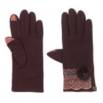 Тъмно кафяви ръкавици с дантела - PIERRE CARDIN