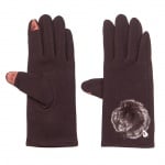 Тъмно кафяви ръкавици с пухче - PIERRE CARDIN