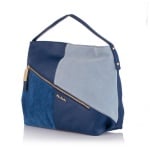 Дамска синя чанта от естествена кожа- Perla