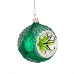 Стъклена зелена топка със сребърна декорация