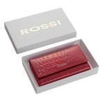 Дамско портмоне цвят Червен крокодил  - ROSSI