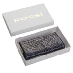 Дамско черно портмоне с  крокодилски принт - ROSSI