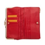 Дамско портмоне цвят Наситено червено със златен обков - ROSSI