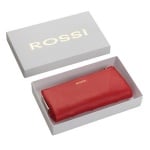 Дамско портмоне цвят Наситено червено със сребърен обков - ROSSI