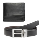 Мъжки комплект портфейл и колан Silver Flame - 115 см