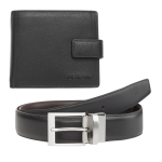 Мъжки комплект портфейл и колан Silver Flame - 110 см