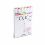Комплект маркери TOUCH TWIN BRUSH, 6 бр., флуорисцентни цветове