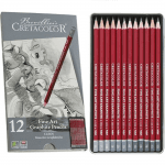 Комплект графитни моливи CLEOS FineArtGraphite, 12 бр., 2H, F, HB-9B