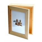 Дървена кутия с рамка за снимка, 19 х 15.5 х 6 cm, натурална