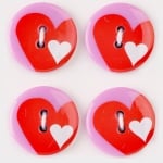 Мини конфети,сърце, 21 mm, 6бр.розов/червено/бяло