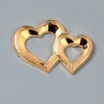 Миниатюра, две сърца, 22 mm, 5 бр, злато