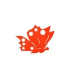 Деко фигурка пеперуда отстрани, Filz, 50 mm, оранжев