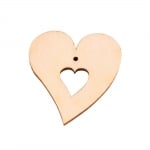 Деко фигурка сърце в сърце с отвор, дърво, 30 mm