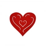 Деко фигурка сърце с филиграни, Filz, 40 mm, червен
